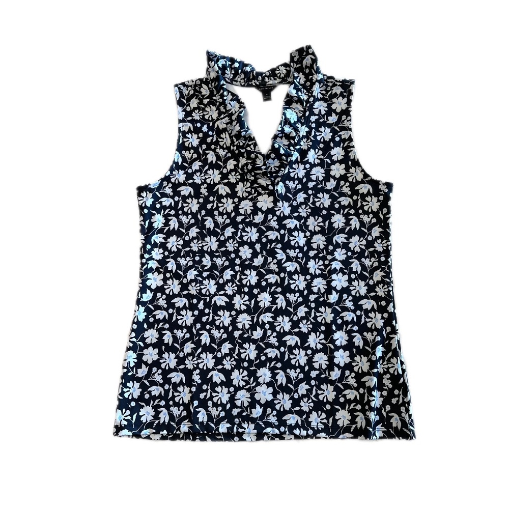 Ann Taylor Ruffled V-neck Sleeveless Top